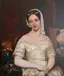 19th century portrait restoration - formal portrait of woman in white dress after professional conservation showing period costume and jewelry details